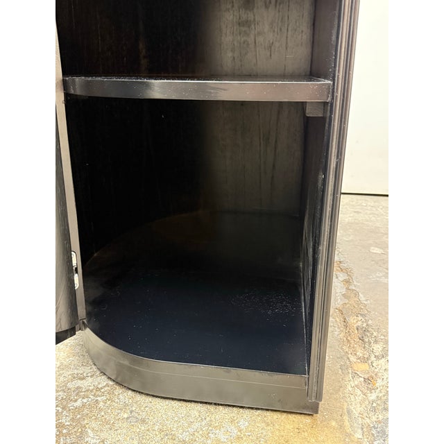 Mermelada Estudio for Cb2 Reid Oval Black Wood Storage Desk For Sale - Image 10 of 12