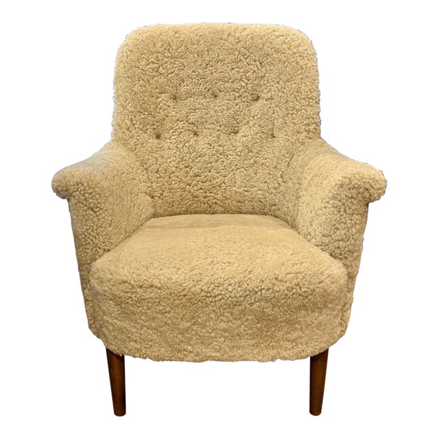 Danish MCM Armchair With Shearling For Sale