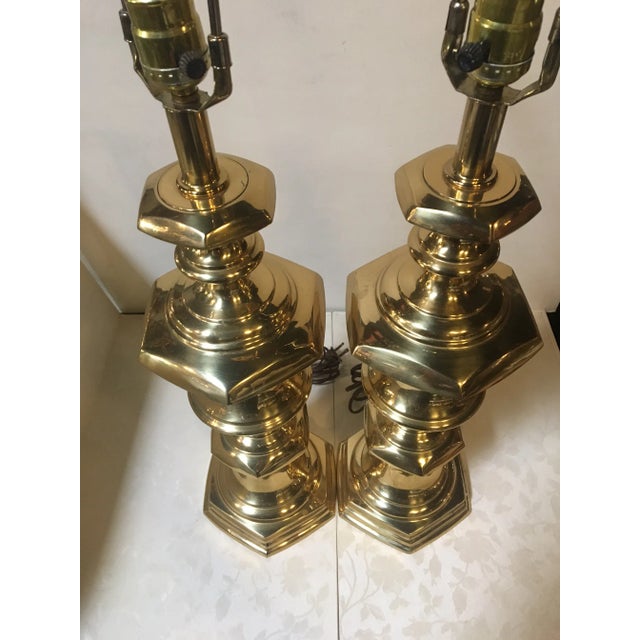 Mid 20th Century Vintage Mid 20th Century Hollywood Regency Brass Lamps - A Pair For Sale - Image 5 of 8