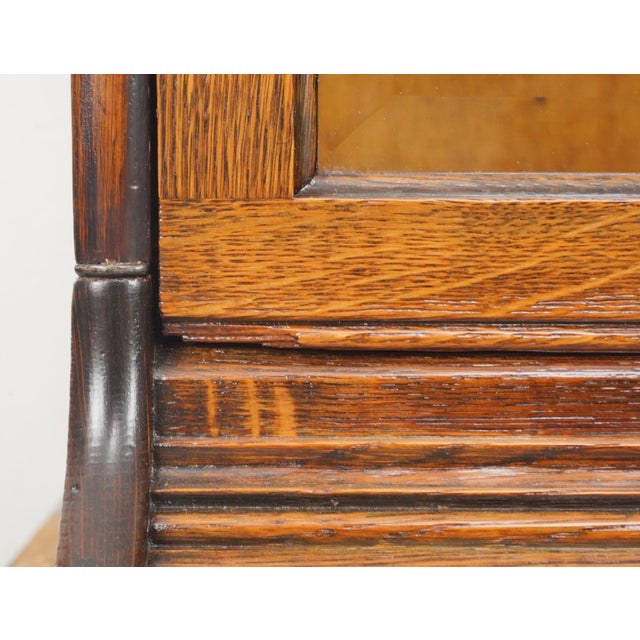 Antique Five Section Oak Barrister Bookcase With Beveled Glass For Sale In New York - Image 6 of 11