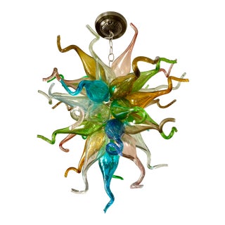 1990s Recycled Handblown Glass Chandelier For Sale