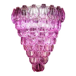 Large Pink Shell Murano Glass Chandelier, 1980s For Sale