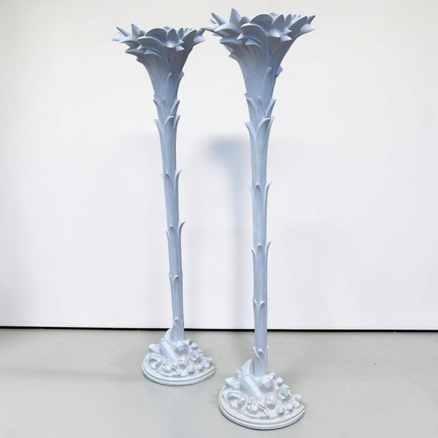 Art Deco Serge Roche Style Torchere Palm Floor Lamps - a Pair For Sale - Image 3 of 11