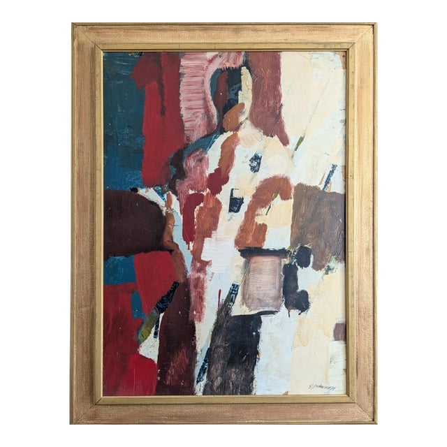 Mid-Century Modern 'Threshold of Presence' Abstract Figurative Oil Painting by Swedish Artist Gunnar Johnsson (1917–2007), Framed For Sale