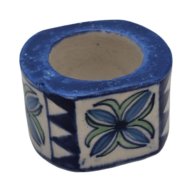 Mexican Talavera Hand-Painted Pottery Napkin Rings Set of 9 2" For Sale - Image 9 of 11
