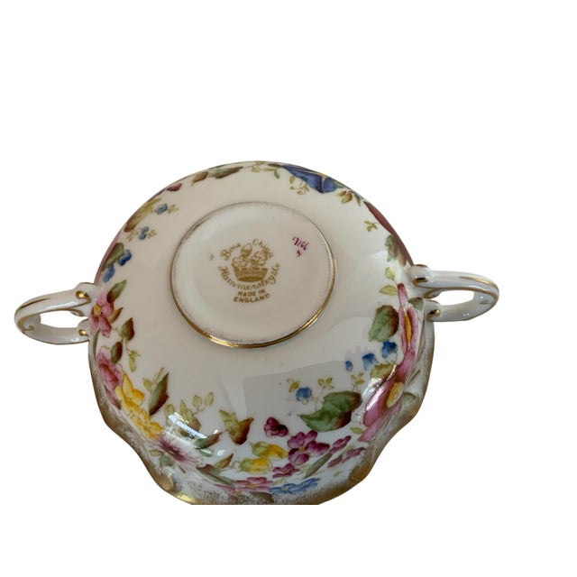 1940s Vintage Hammersley "Queen Anne" Bone China Flat Cream Soup Bowl & Saucer England 1940s-1950s For Sale - Image 5 of 5