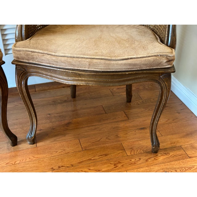 Vintage French Louis XV Style Carved Wood With Cane Arm Chairs a-Pair For Sale - Image 9 of 16