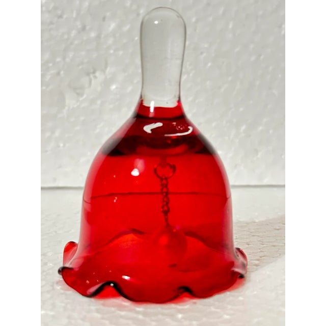 Mid 20th Century Vintage 20th Century Crystal & Glass Red Holiday Bells- Set of 3 For Sale - Image 5 of 12
