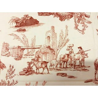 2 Yards - Stroheim & Romann Red and Cream Meryvale Toile Multi-Purpose Fabric For Sale