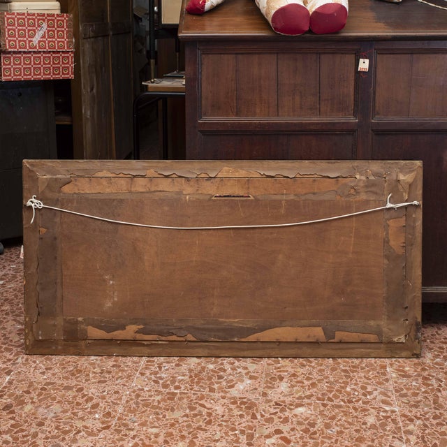 Bedtime Scene Lithograph on Canvas with Frame, Italy, 1930 For Sale - Image 4 of 5