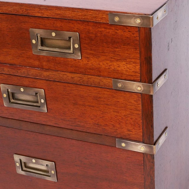 Antique British Colonial Campaign Chest of Drawers For Sale In West Palm - Image 6 of 9