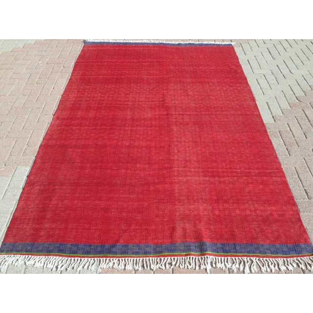 Vintage Turkish Tribal Red Kilim Rug-6’x8’11" For Sale - Image 10 of 12