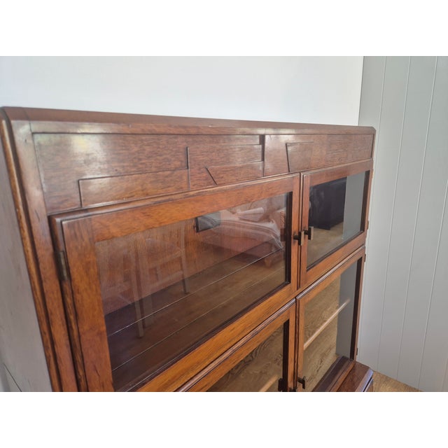 Vintage Art Deco Glazed Mahogany Sectional Bookcase from Minty Oxford, 1930s For Sale - Image 4 of 15
