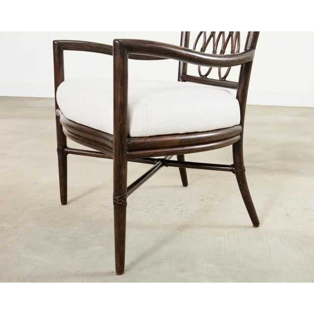 Set of Four Barbara Barry Rattan Script Dining Chairs For Sale - Image 11 of 18