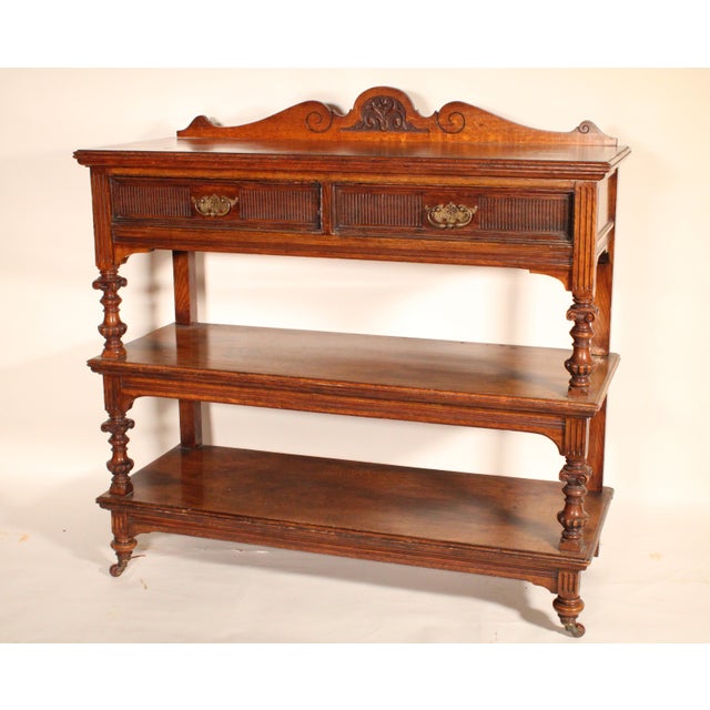 Victorian Late Victorian Oak and Pollard Oak Etagere For Sale - Image 3 of 12