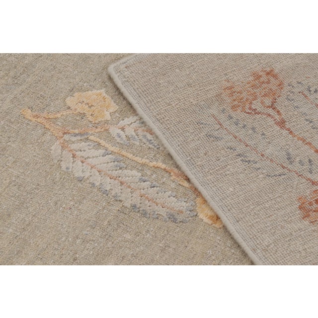 Gray Rug & Kilim’s Block Print Rug With Ochre and Beige Wildflower Florals For Sale - Image 8 of 10