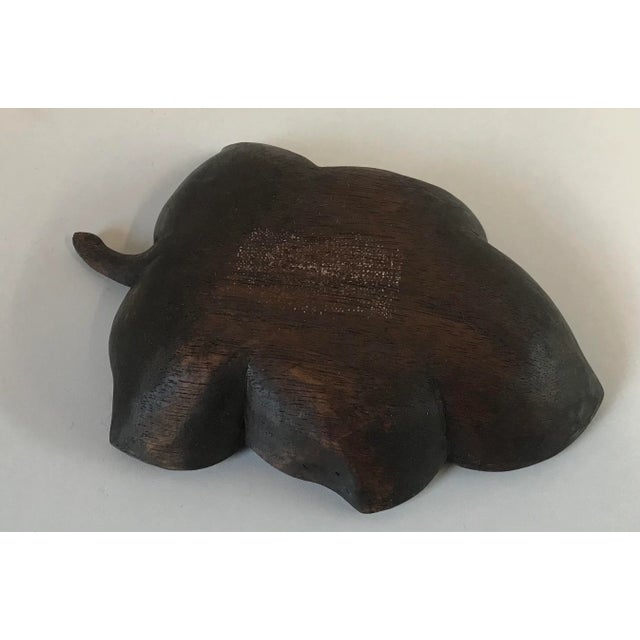 Brown Vintage Hand Carved Wooden Leaf Shape Bowl For Sale - Image 8 of 9