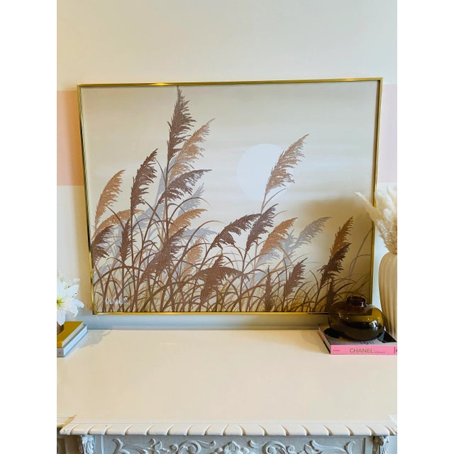 Boho Chic Vintage Large Lee Reynolds Boho Bohemian Coastal Landscape Painting, Signed Framed For Sale - Image 3 of 10