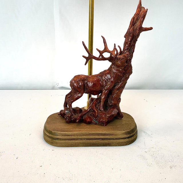 1970s Cast Bronze Elk Lamp For Sale - Image 10 of 10