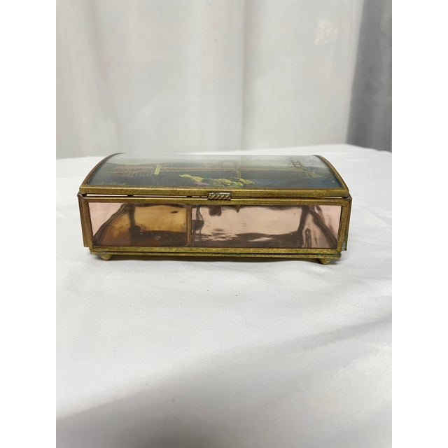 A Vintage Decorative Brass Featuring the Golden Gate Bridge 3d Scene For Sale - Image 4 of 9
