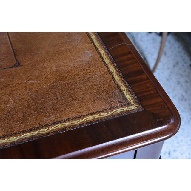Antique Mahogany Partner's Writing Table For Sale In West Palm - Image 6 of 7