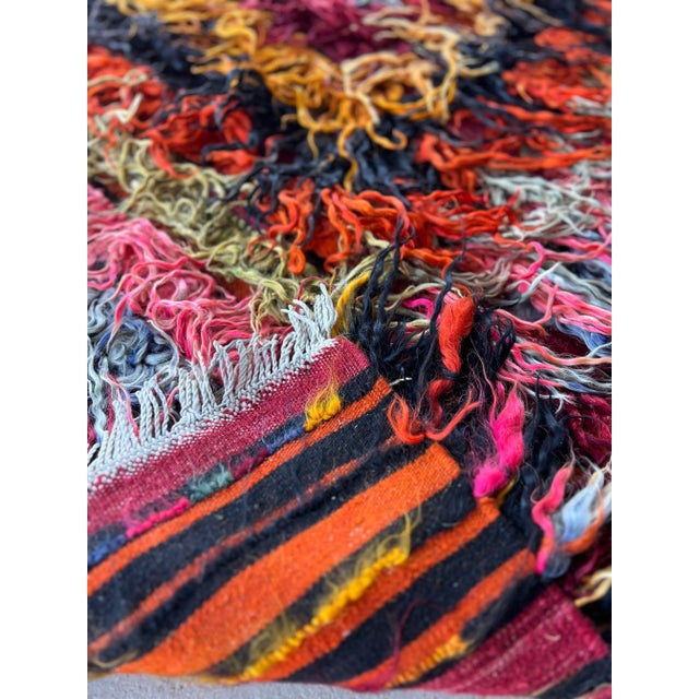 Pink Vintage Anatolian Colorful Tulu Rug For Sale - Image 8 of 8