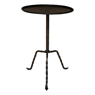 Spanish 1950s Vintage Hand-Forged Iron Tripod Side Table For Sale