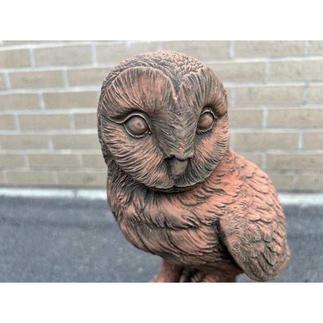 Stone English Owl Garden Ornament in Aged Terracotta For Sale - Image 7 of 18