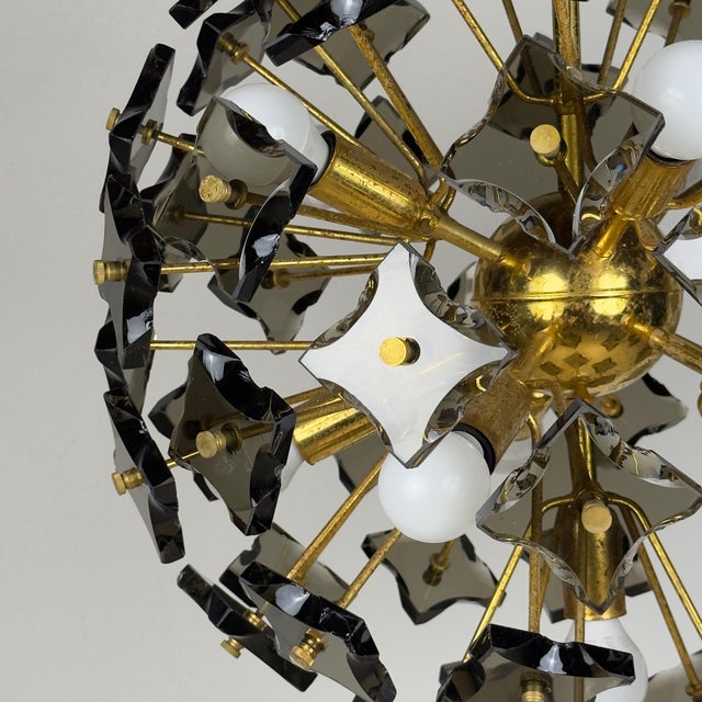 Black Mid-Century Sputnik Chandelier from Fontana Arte, Italy 1970s For Sale - Image 8 of 18