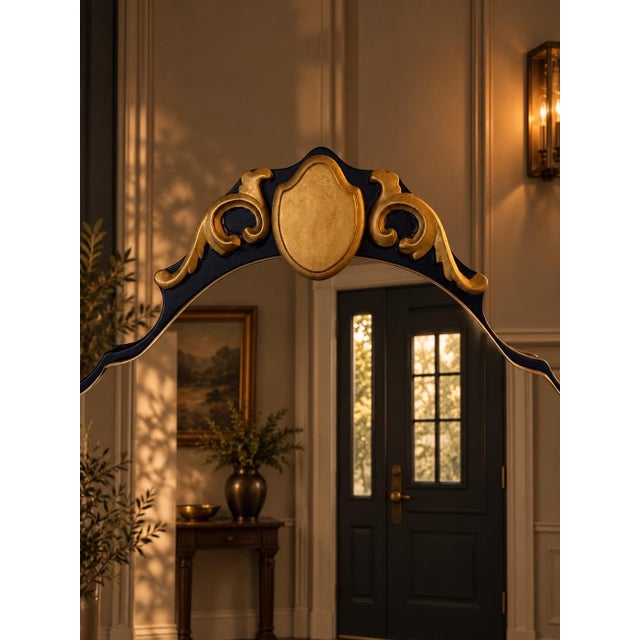 Vintage Gettysburg Furniture - Navy Blue Vanity With Mirror For Sale In New York - Image 6 of 12