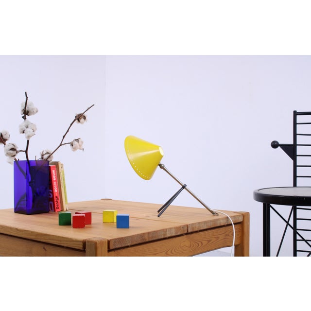 Pinocchio Black and Yellow Tripod Table Lights by H. Th. J. A. Busquet for Hala, 1950s, Set of 2 For Sale - Image 6 of 18