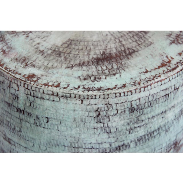 Industrial Vintage Hammered Copper Barrel Table/Stool For Sale - Image 3 of 4