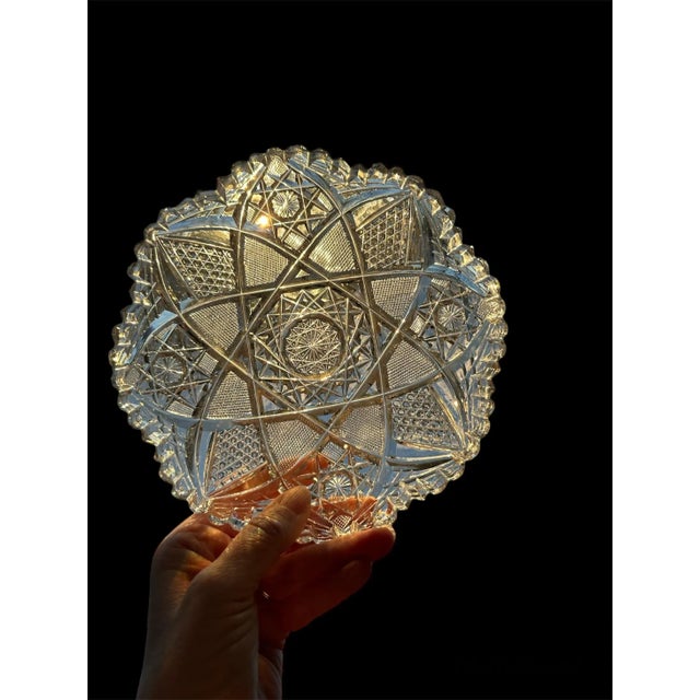 American Brilliant Period Cut Glass Shallow low bowl Circa 1900-1920 J.Hoare & Company, Corning, NY Established 1853 This...