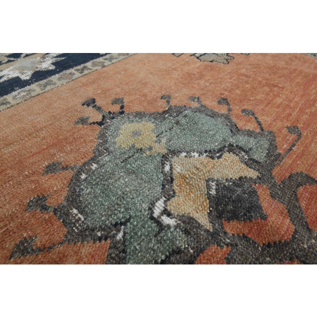 Orange 1970s Vintage Handmade Wool Cotton Orange Area Rug For Sale - Image 8 of 11