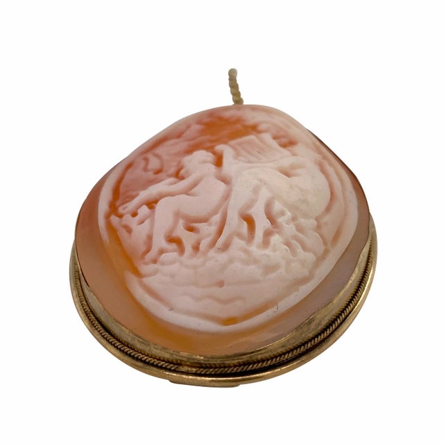 Victorian 800 Gilt Silver Carved Figural Shell Cameo Pendant For Sale - Image 3 of 4