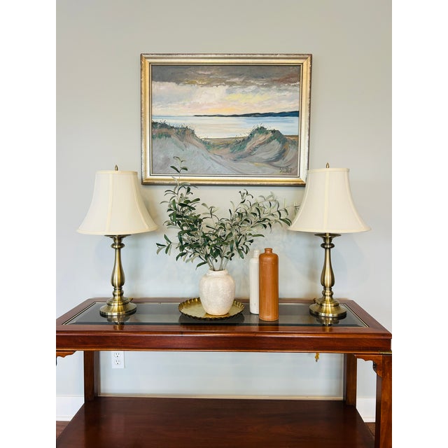 Vintage Stiffel Brass Table Lamps With Original Shades – Classic Baluster Form Traditional Lighting - a Pair For Sale - Image 10 of 11