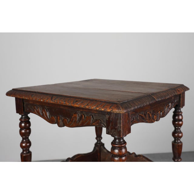 Belgian Oak Carved Square Side Table, 1700s For Sale - Image 12 of 14
