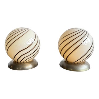 Mid-Century Swirl Murano Glass Table Lamp attributed to Zonca, Italy, 1970s For Sale