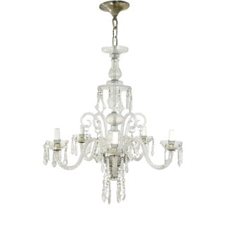 Bohemian Cut Lead Crystal Chandelier, 1930s For Sale