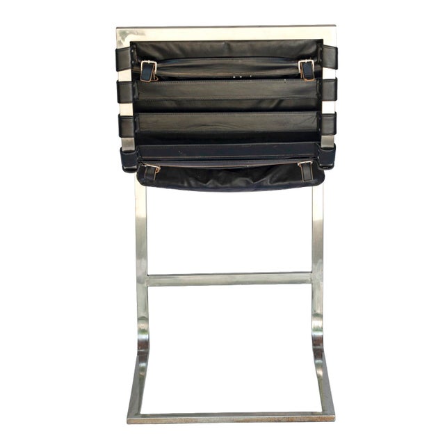 Pr. Of Vintage Rh Black Leather & Chrome Bar Stools For Sale - Image 14 of 18