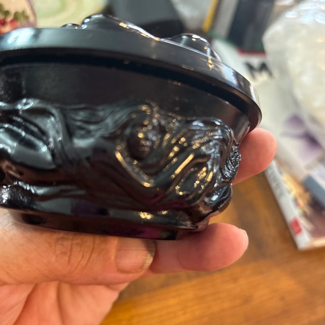 Curt Schlevogt Art Deco Black Glass Trinket Box For Sale - Image 4 of 5