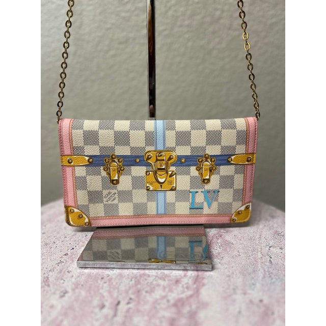 Louis Vuitton Louis Vuitton Damier Azur Summer Trunk Pochette For Sale - Image 4 of 12