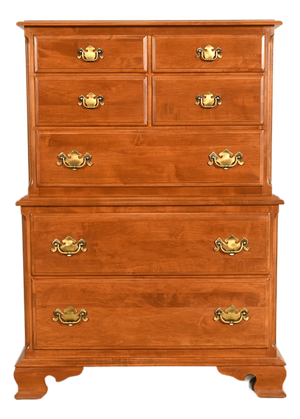 Ethan Allen Early American Solid Maple Chest-on-Chest Seven-Drawer Highboy Dresser