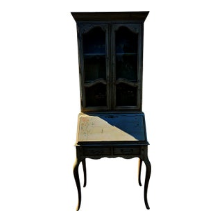 1990s Ethan Allen Secretary Desk French Country Paint Decorated For Sale