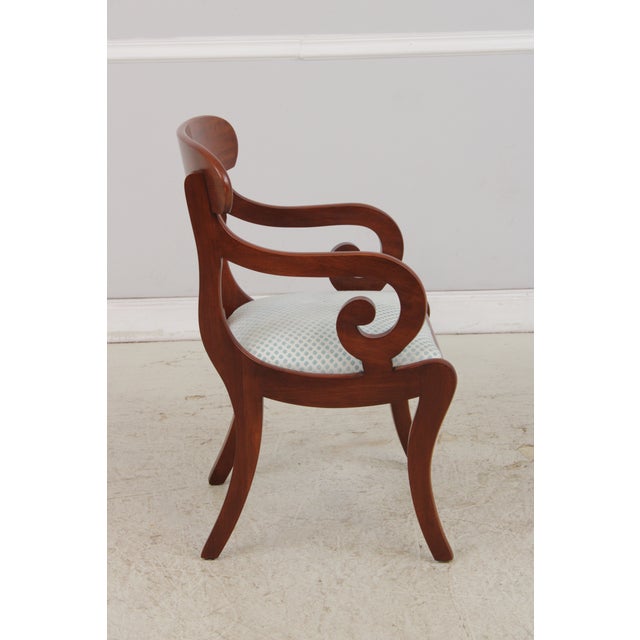 1980s Henkel Harris Vintage Cherry Scroll Arm Open Armchair For Sale - Image 5 of 15