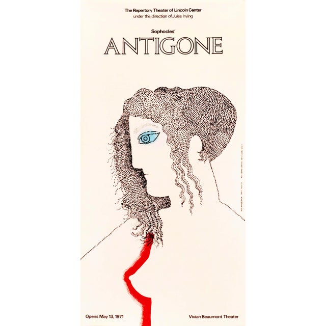 1971 American Theater Poster, Sophocles Antigone For Sale