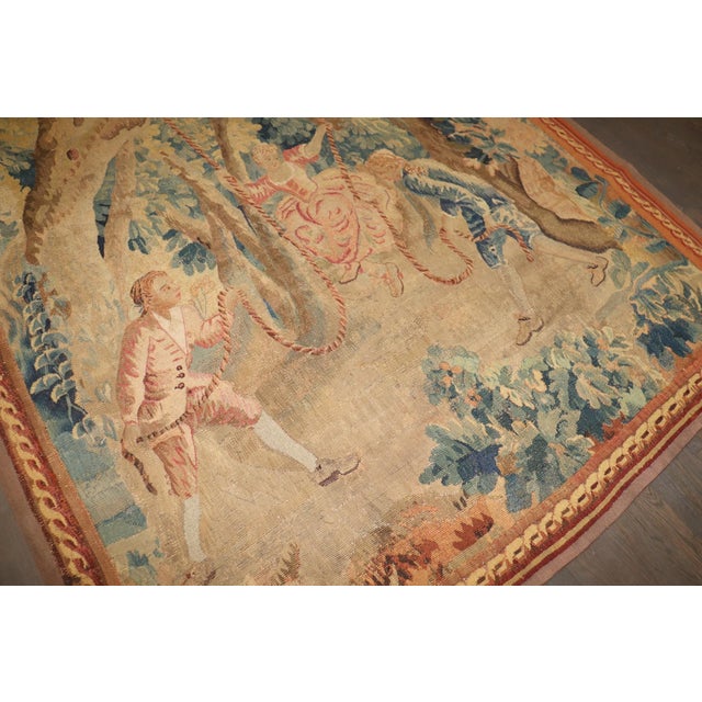 French Late 18th Century Flemish Man Woman Tapestry rug no. 10937 For Sale - Image 3 of 9