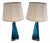 Swedish Bright Blue Glass Table Lamps from Orrefors, 1960s, Set of 2 For Sale