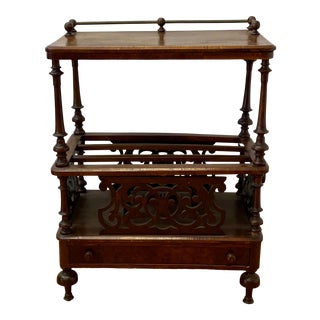 19th Century Walnut Inlay Magazine Table W/ Drawer For Sale