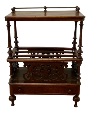 19th Century Walnut Inlay Magazine Table W/ Drawer